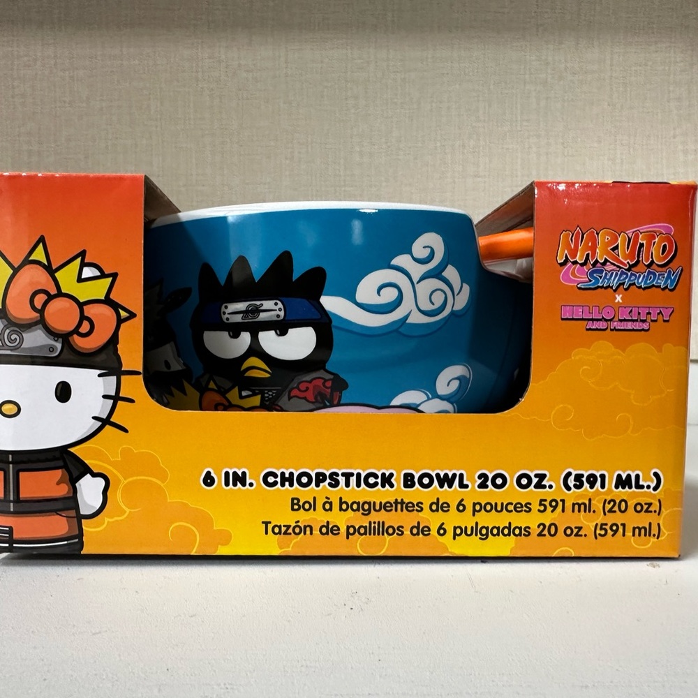 Hello Kitty And Friends x Naruto Shippuden 6in Chopstick Ramen Bowl Collab
